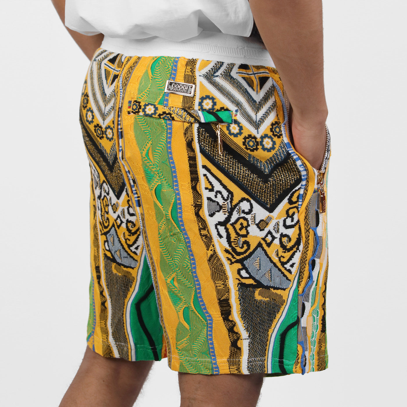 Sweater Pieced Fleece Shorts - Gold