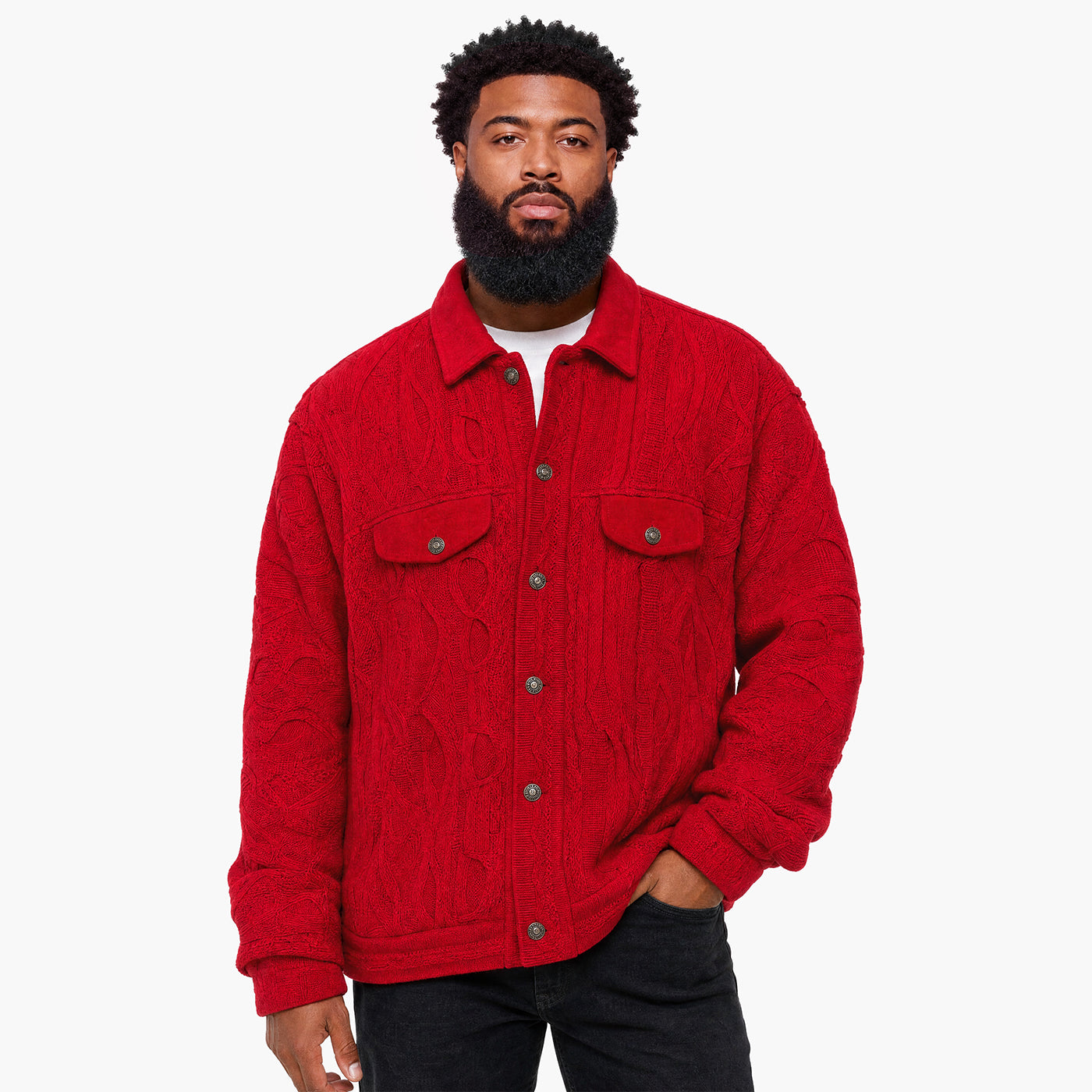 【キキ】ツイーディニットジャケット【RED】 NEW - COOGI Knit Jacket - Red