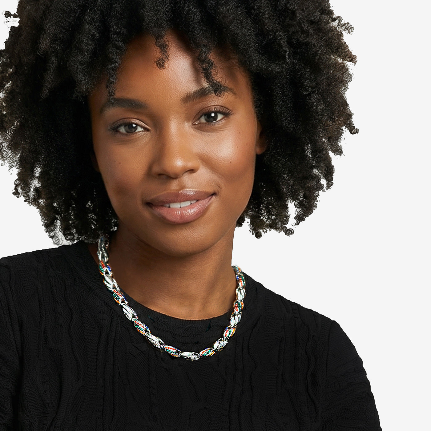 COOGI Twisted Rope Necklace - White Gold Plated