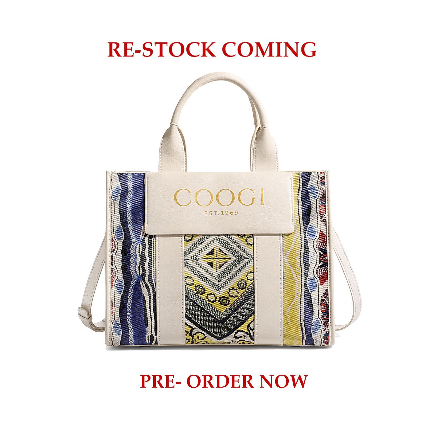 New - COOGI Hamptons Tote Bag - Cream