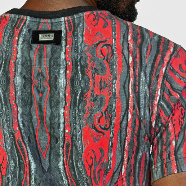 COOGI CLASSIC RED-BLACK ALL-OVER CREW NECK TEE - Coogi