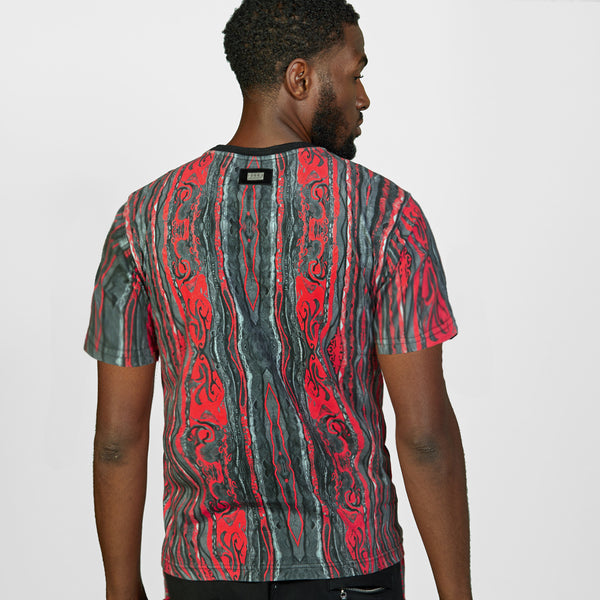 COOGI CLASSIC RED-BLACK ALL-OVER CREW NECK TEE