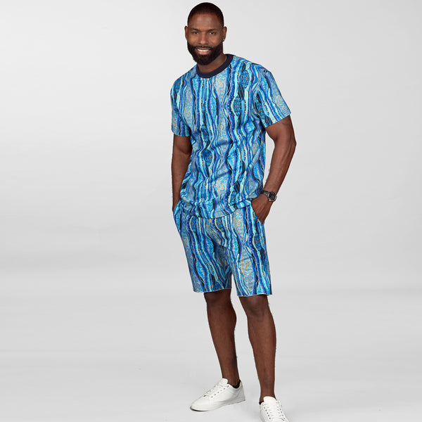 coogi classic blues all-over fleece shorts