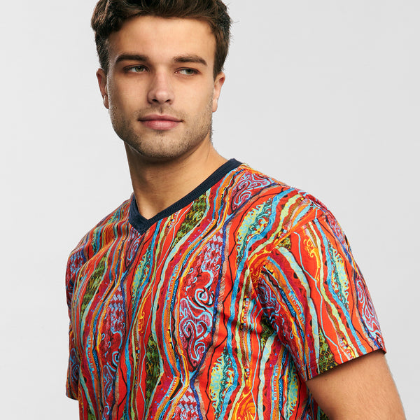 COOGI SUNSET CLASSIC ALL-OVER V-NECK TEE - Coogi