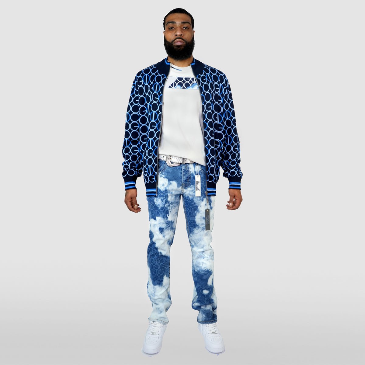 COOGI LINK ZIP SWEATER - NAVY