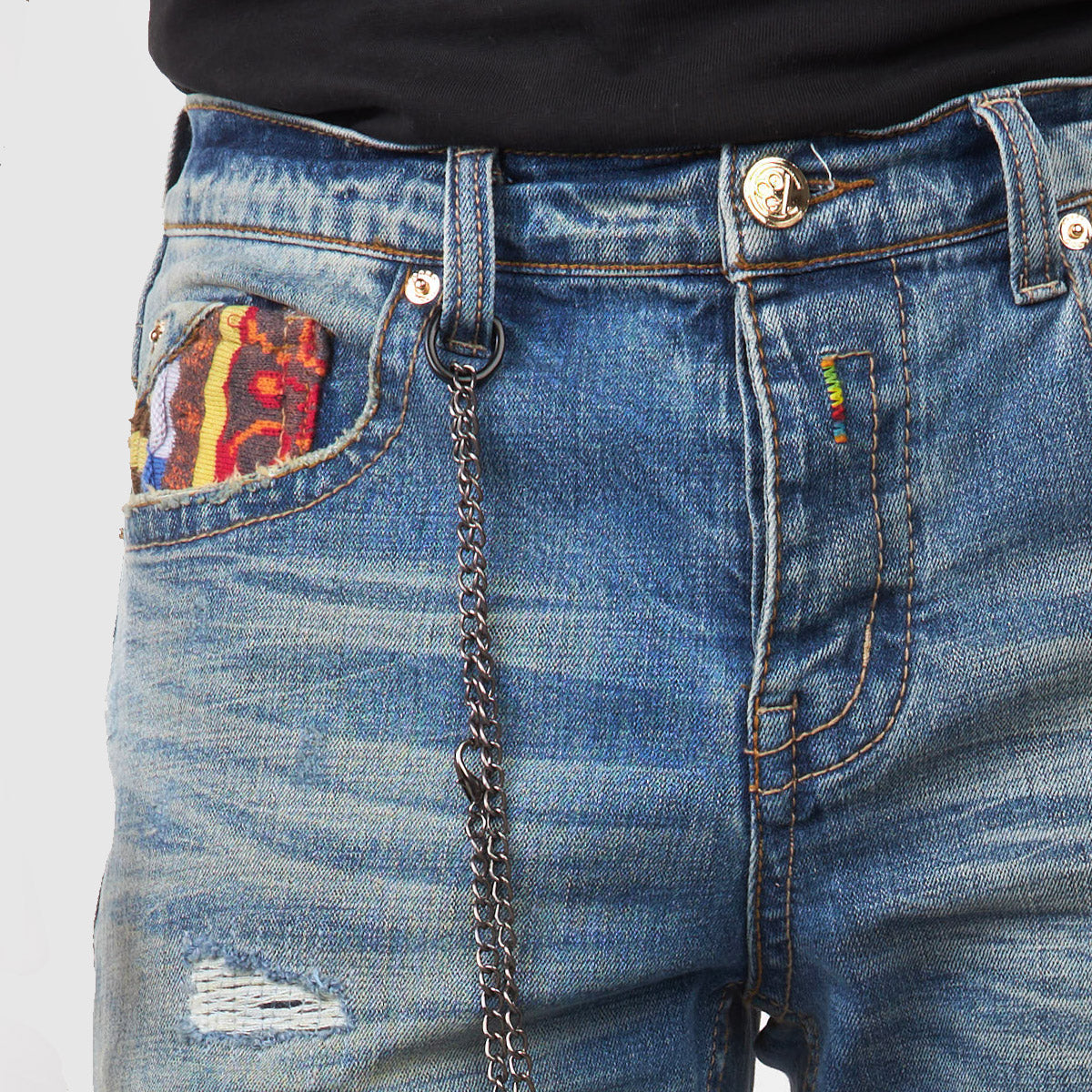 COOGI Brilliant Mixed-Media Sweater Piece Denim Jeans