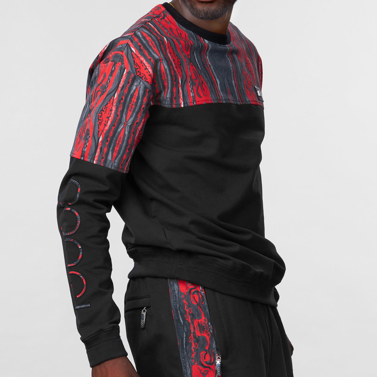 COOGI Classic Red-Black Fleece Crewneck