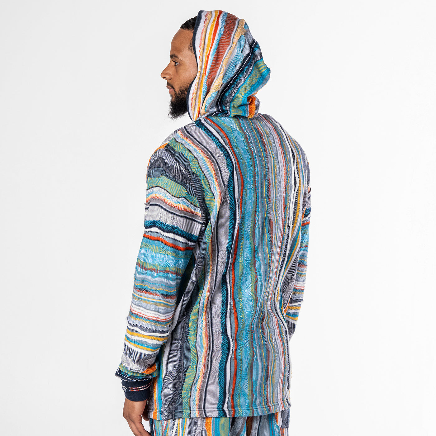 COOGI - coogi 新品未使用タグ付き　パーカー　ブルー　Lサイズ　カラフル　ボーダー New - COOGI Light Weight Sweater Knit Hoody in Blue and Gray