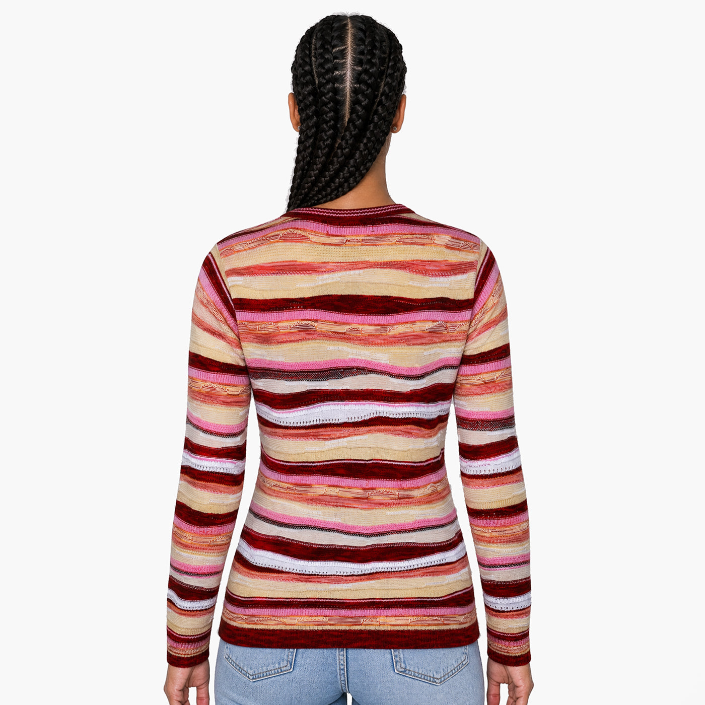 New - COOGI Women's Light Weight Knit LS Top - Pink-Yellow