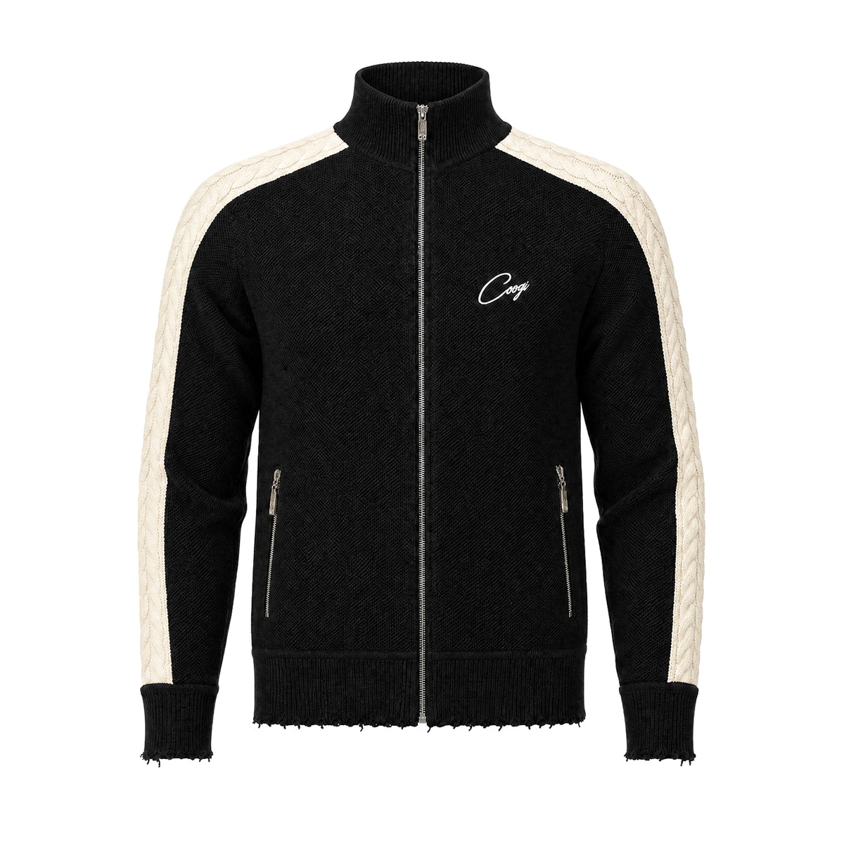 Introducing - COOGI Heavy Weight Fashion Knit Track Jacket - Black