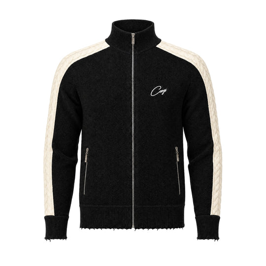 Introducing - COOGI Heavy Weight Fashion Knit Track Jacket - Black