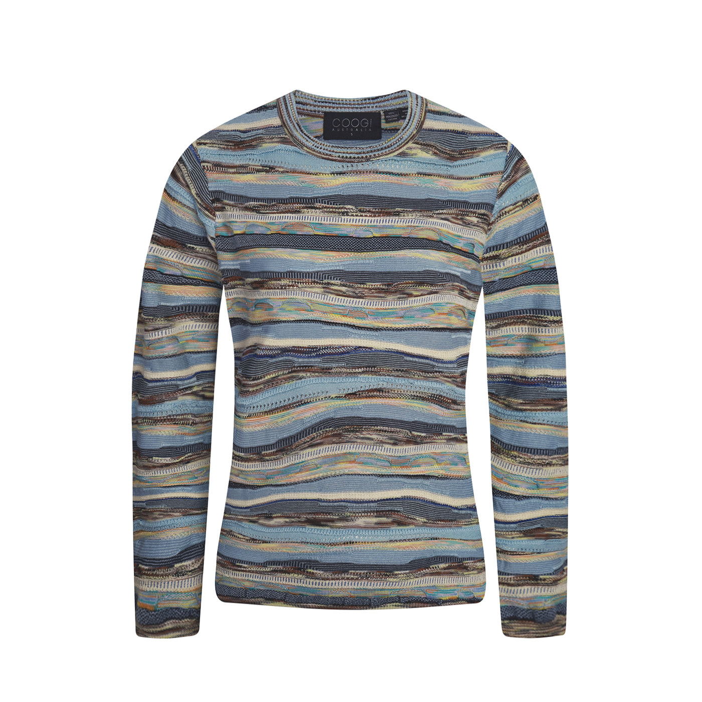 New - COOGI Women's Light Weight Knit LS Top - Blue Multi