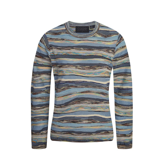 New - COOGI Women's Light Weight Knit LS Top - Blue Multi