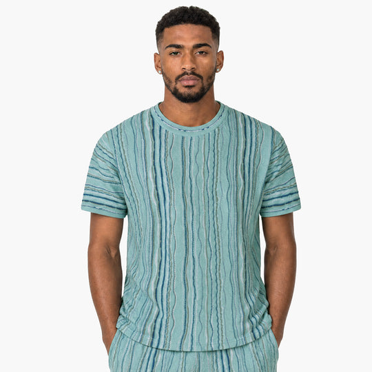 New - COOGI Light Weight Sweater Knit Tee - Blue Base