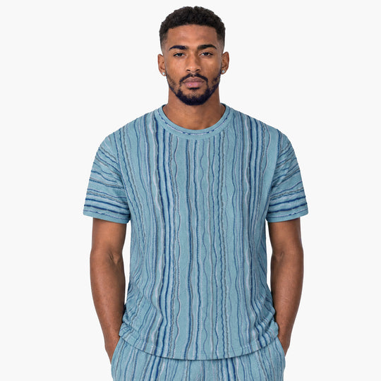New - COOGI Light Weight Sweater Knit Tee - Blue Base