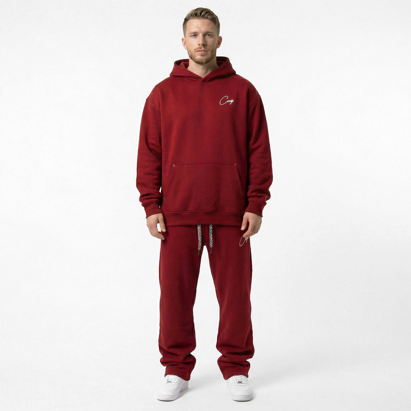 New - COOGI Script Jogger - Oversized - Crimson: COOGI Crown Reserve HeavyLuxe Fleece