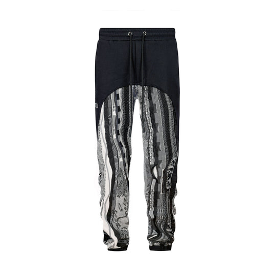 New - COOGI Sweater Pieced Fleece Jogger in Black and Gray