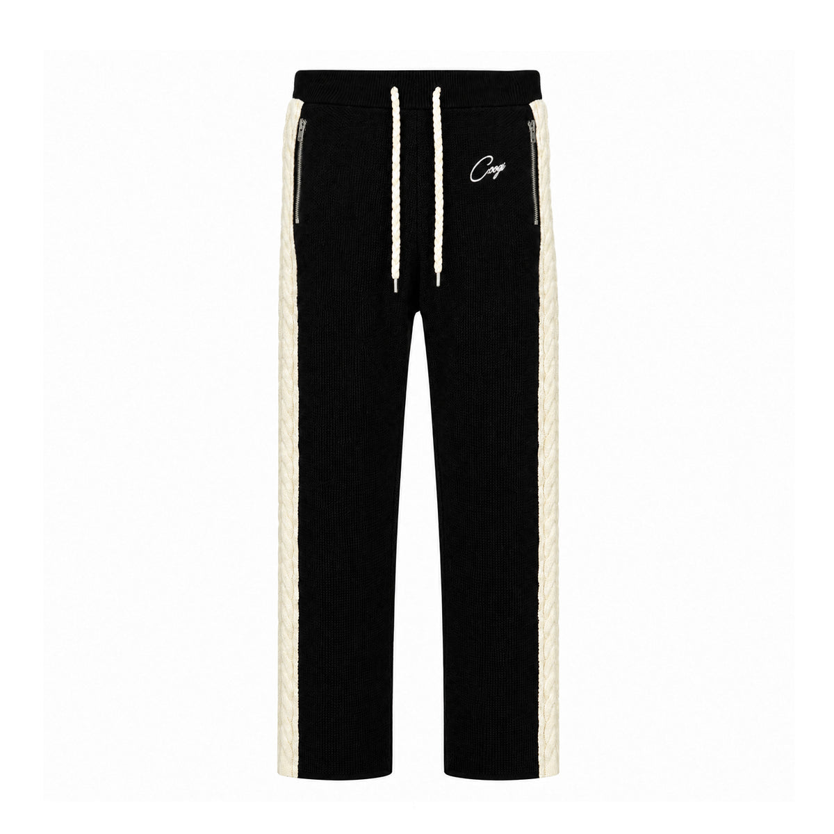 Introducing - COOGI Heavy Weight Fashion Knit Track Pants - Black