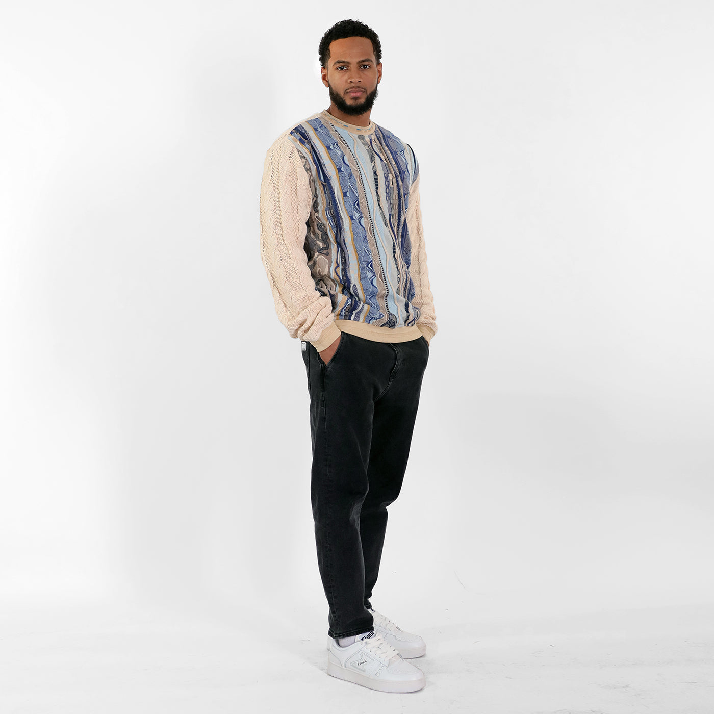 New - COOGI Cable Knit Crewneck Sweater - Khaki