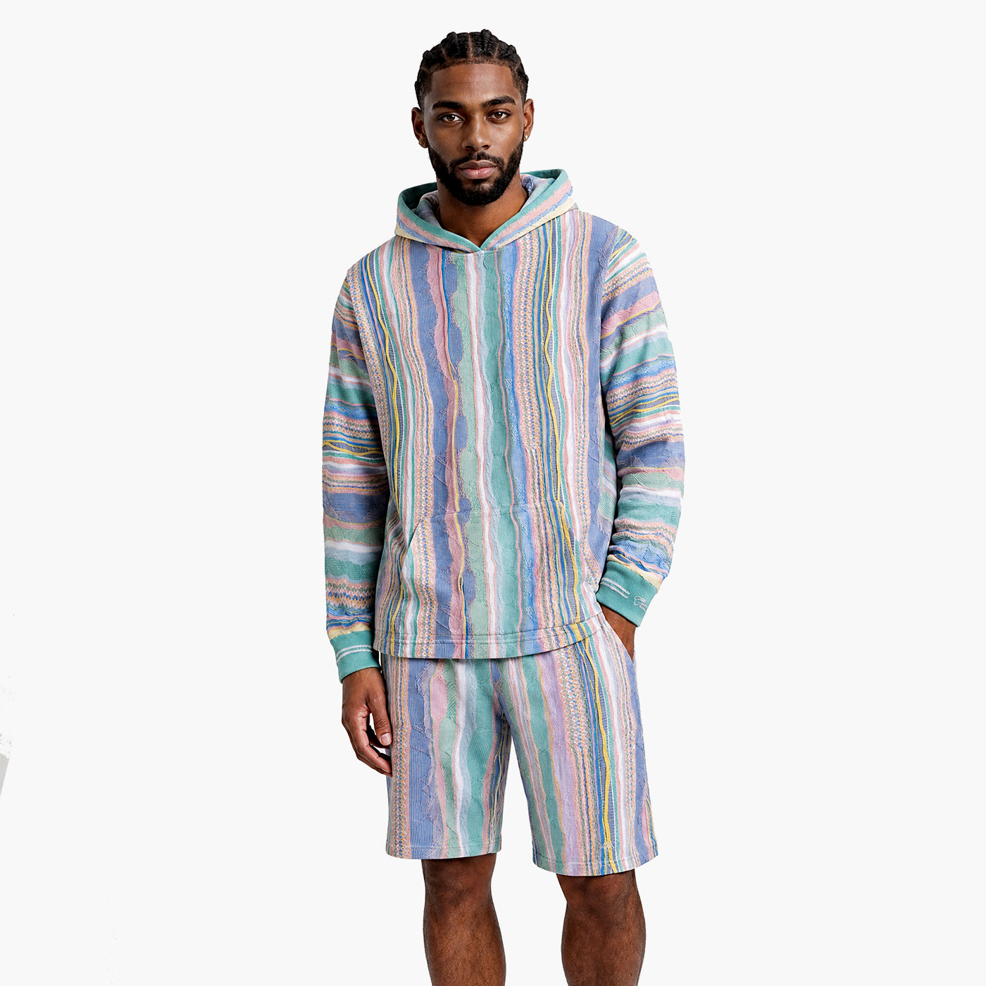 New - COOGI Light Weight Sweater Knit Hoody in Pink and Yellow