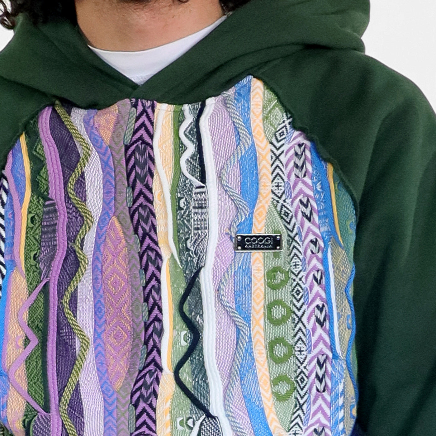 New - COOGI Sweater Pieced Fleece Hoody in Green