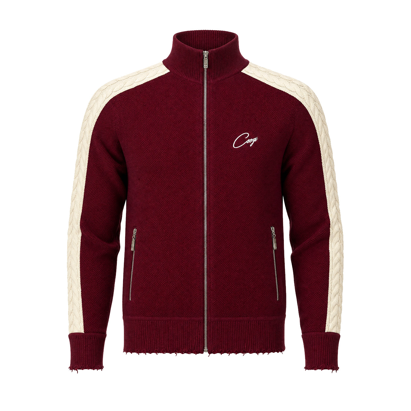Introducing - COOGI Heavy Weight Fashion Knit Track Jacket - Burgundy