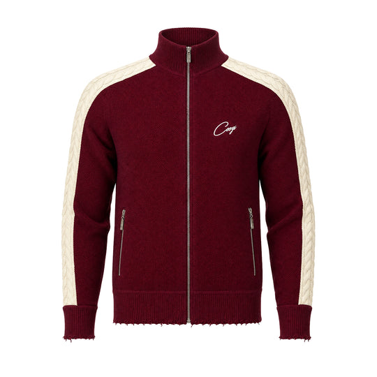 Introducing - COOGI Heavy Weight Fashion Knit Track Jacket - Burgundy