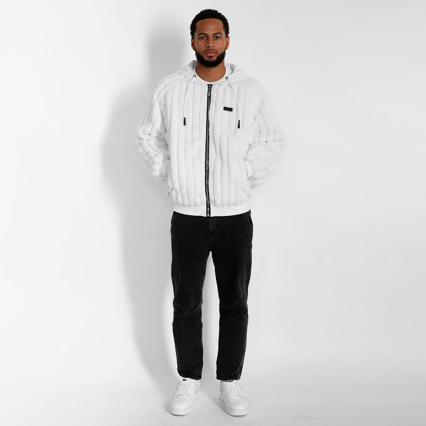 New - COOGI Faux Fur Full Zip Hoody - Bone