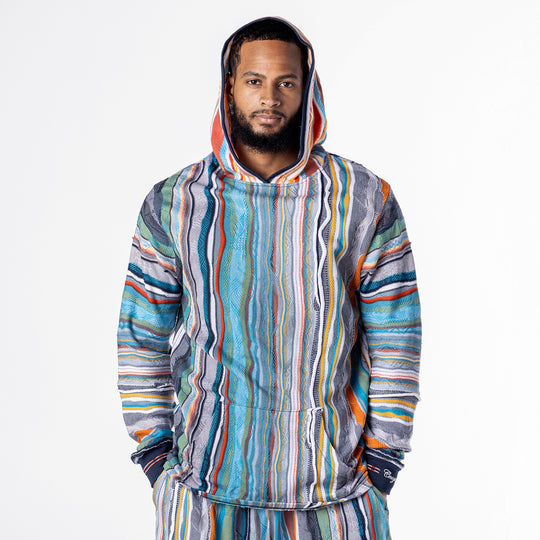New - COOGI Light Weight Sweater Knit Hoody in Blue and Gray