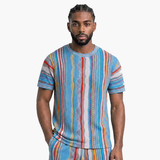 New - COOGI Light Weight Sweater Knit Tee in Gray and Blue