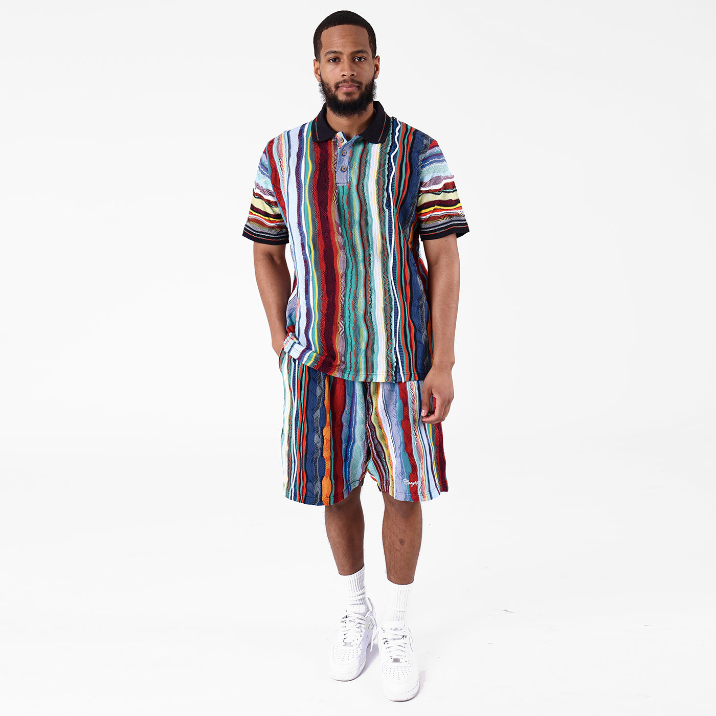 New - COOGI Light Weight Sweater Knit Polo in Jade Black