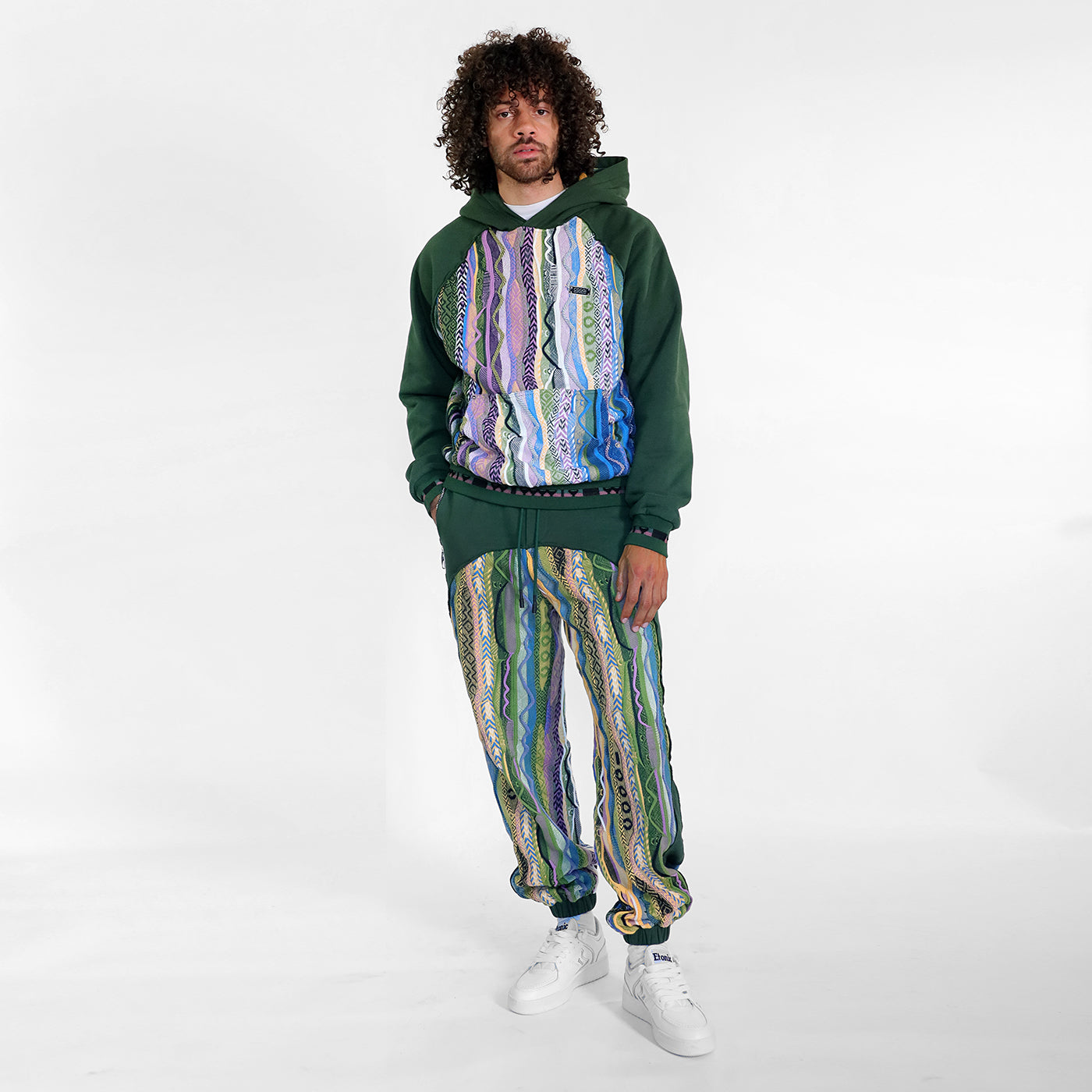 New - COOGI Sweater Pieced Fleece Jogger in Green