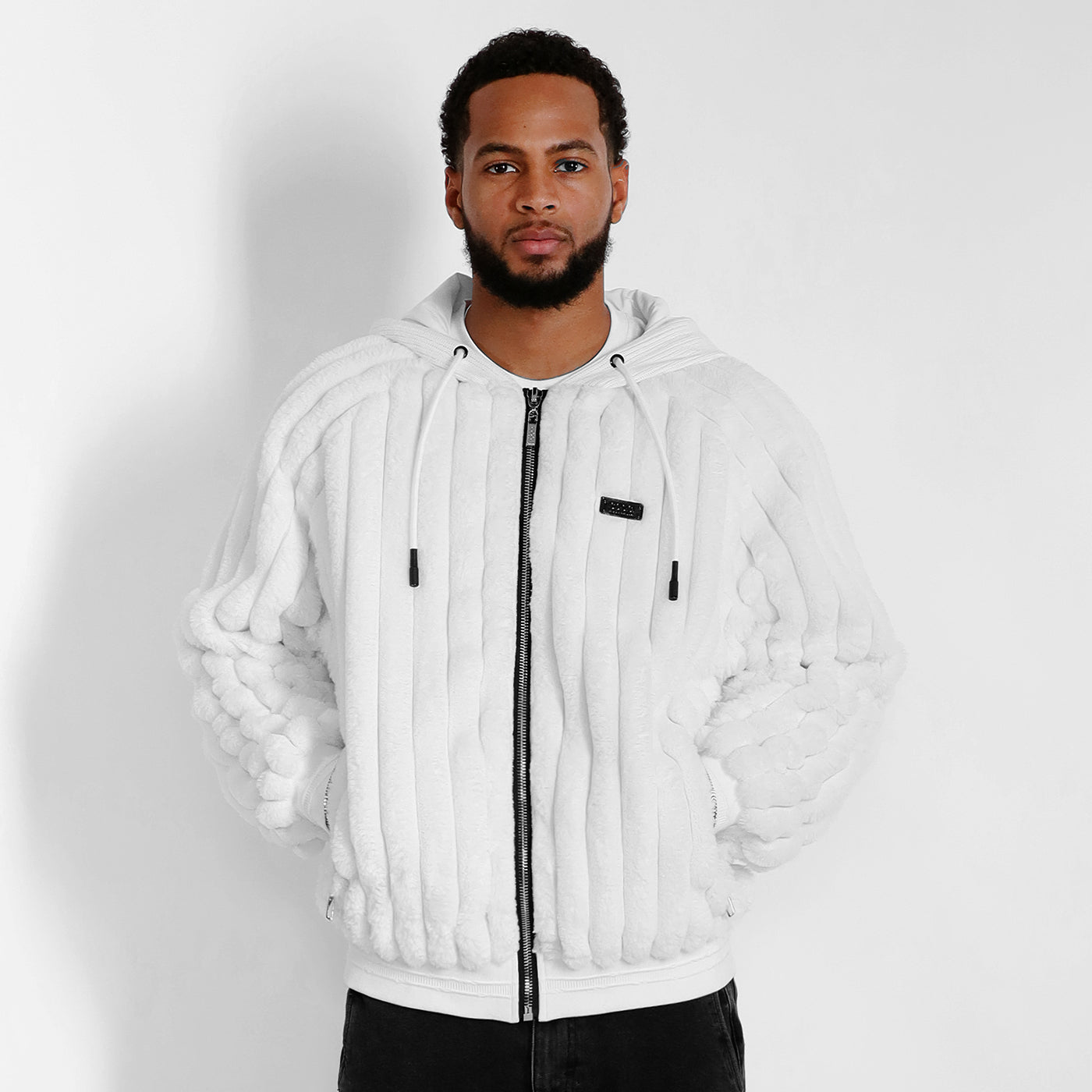 New - COOGI Faux Fur Full Zip Hoody - Bone