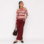 New - COOGI Women's Light Weight Knit LS Top - Pink-Yellow