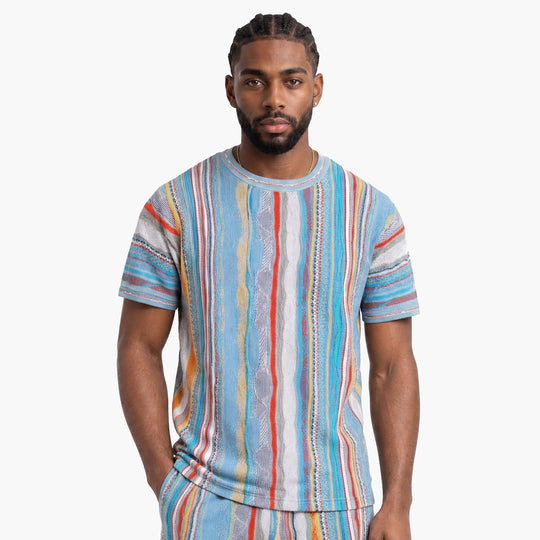 New - COOGI Light Weight Sweater Knit Tee in Gray and Blue