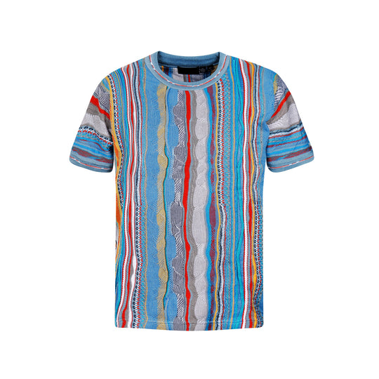 New - COOGI Light Weight Sweater Knit Tee in Gray and Blue