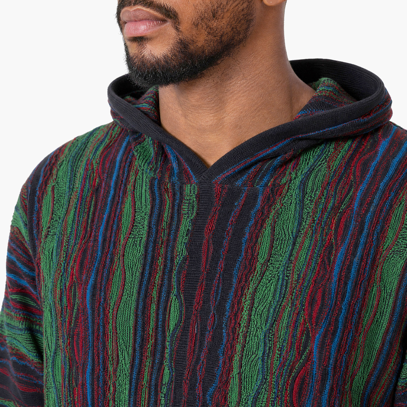 New - COOGI Light Weight Sweater Knit Hoody - Green Multi
