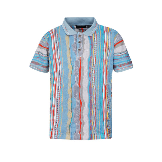 New - COOGI Light Weight Sweater Knit Polo in Gray and Blue