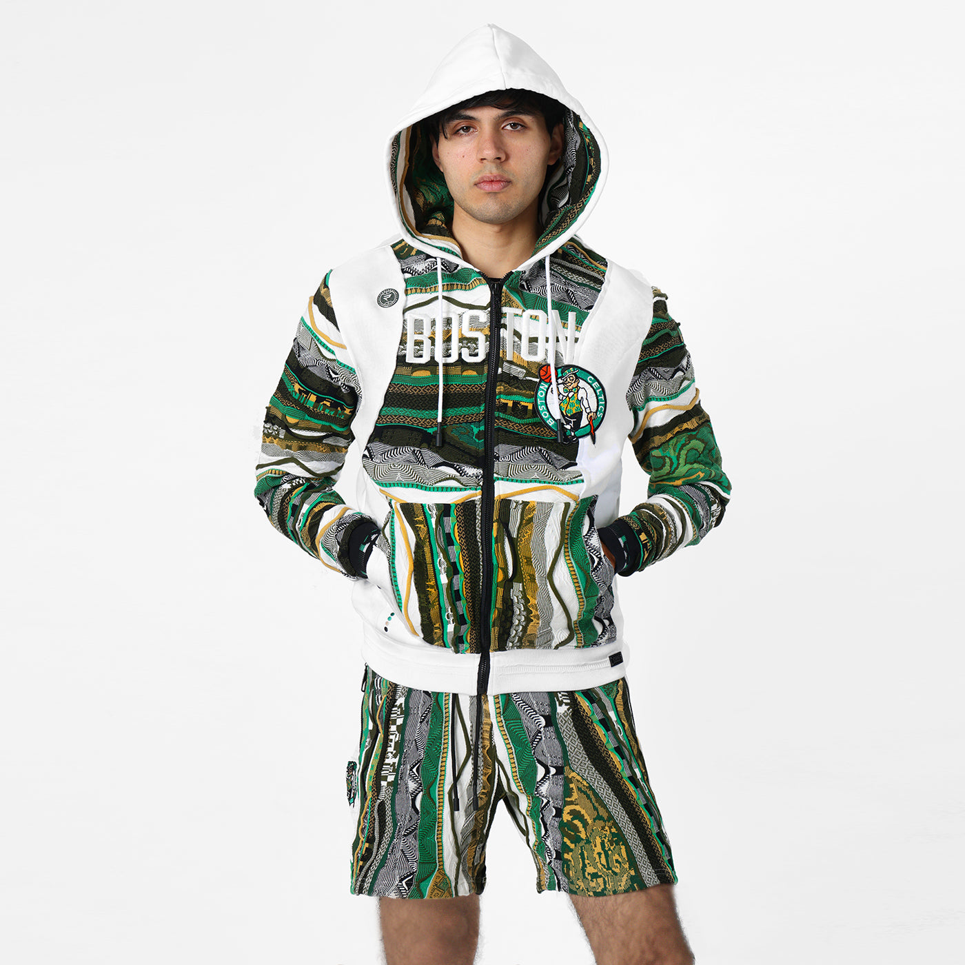 New - COOGI X NBA X Protege - Boston Celtics Sweater Knit Basketball Shorts