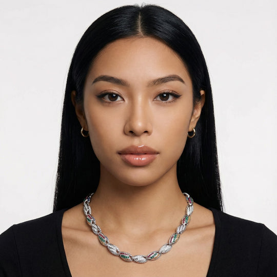 COOGI Twisted Rope Necklace "The Outback" - White Gold Plated