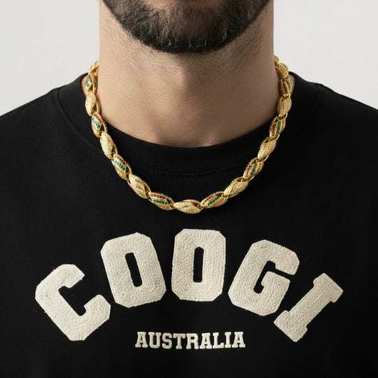 COOGI Twisted Rope Necklace - Yellow Gold Plated