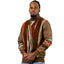 COOGI Leather, Suede and Sweater Pieced Crew - Brown