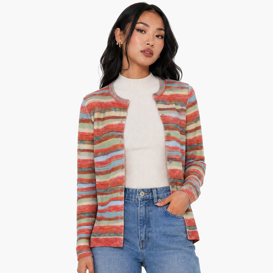 New - COOGI Women's All-Season Knit Cardigan - Orange Multi