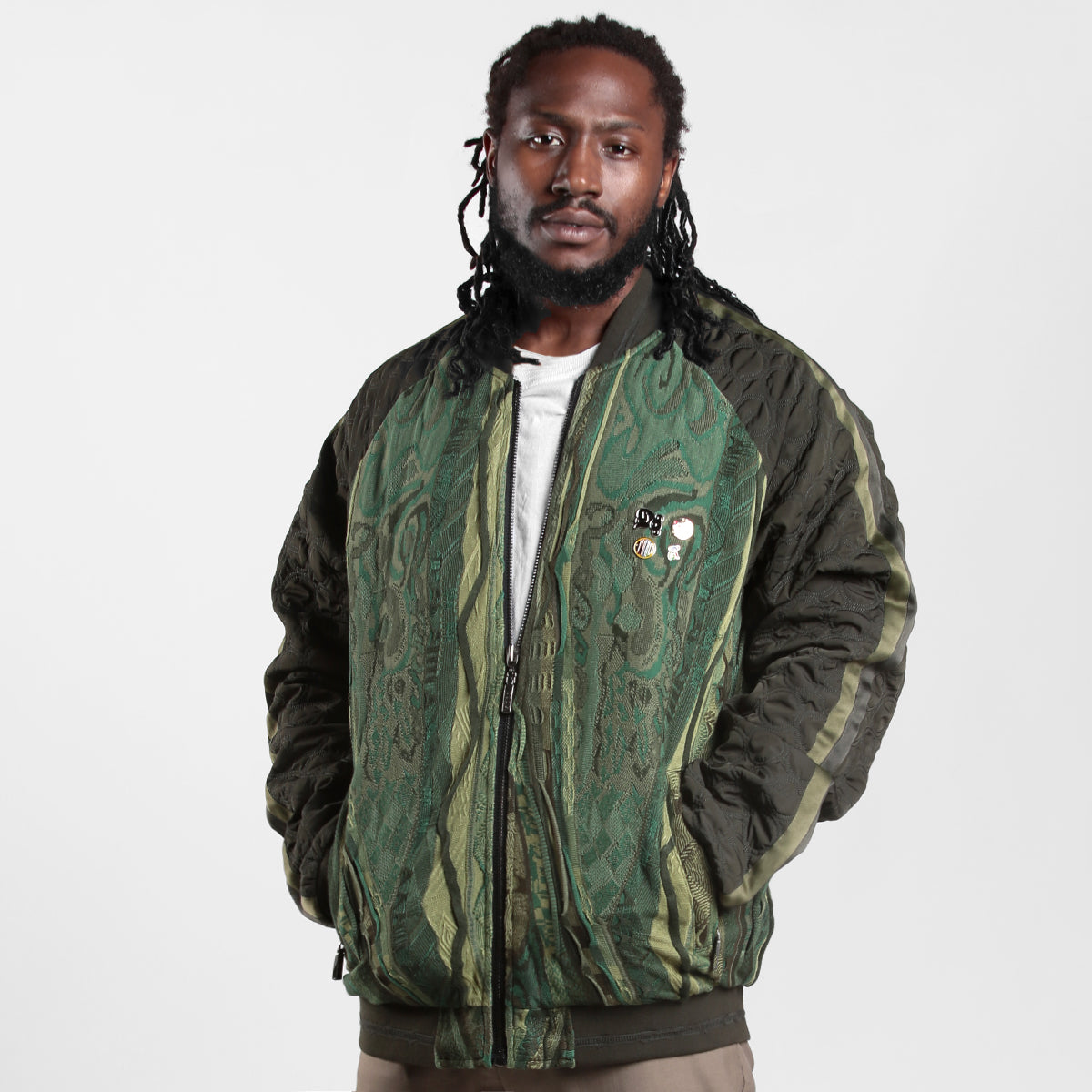 COOGI Sweater Patched Jacket - Olive