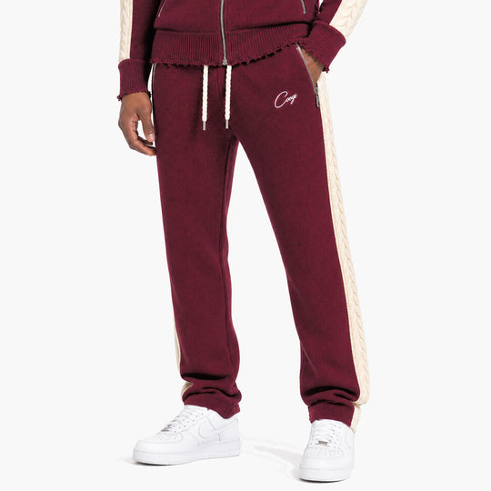 Introducing - COOGI Heavy Weight Fashion Knit Track Pants - Burgundy