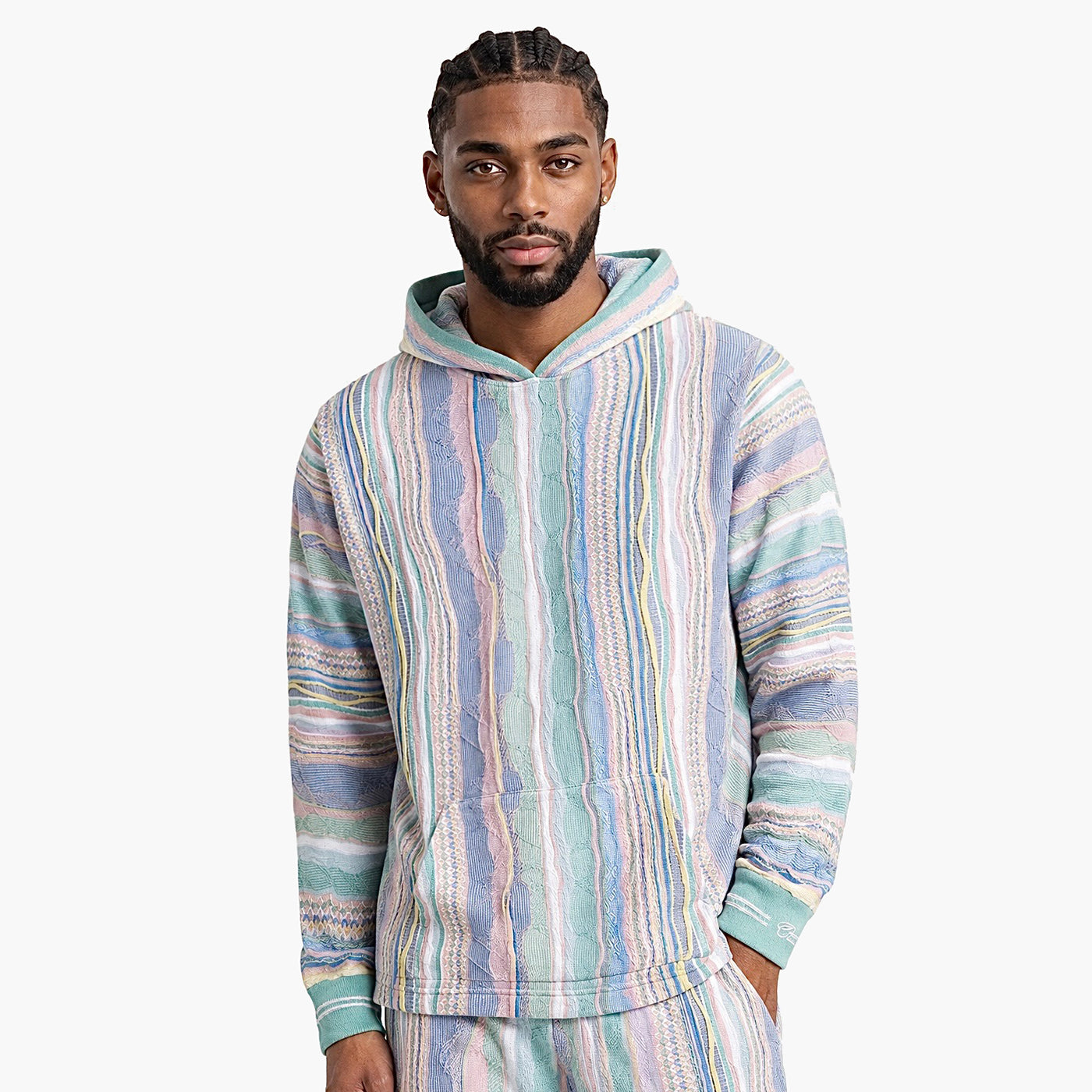 New - COOGI Light Weight Sweater Knit Hoody in Pink and Yellow