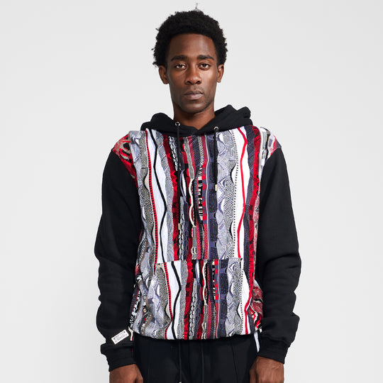 COOGI Sweater Pieced Fleece Hoody - Red-Black