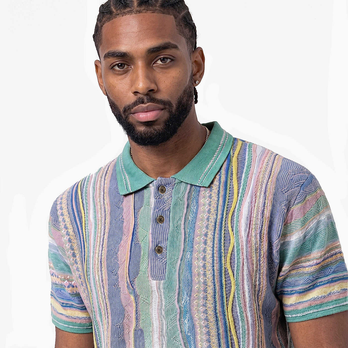 New - COOGI Light Weight Sweater Knit Polo in Pink and Yellow
