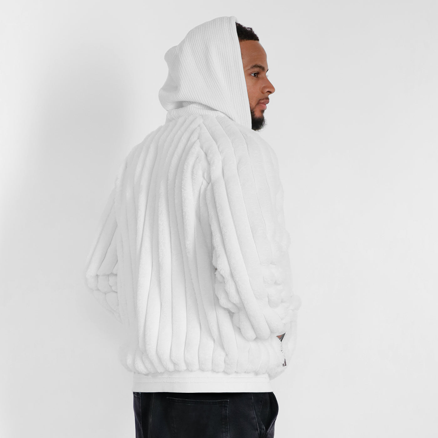 New - COOGI Faux Fur Full Zip Hoody - Bone
