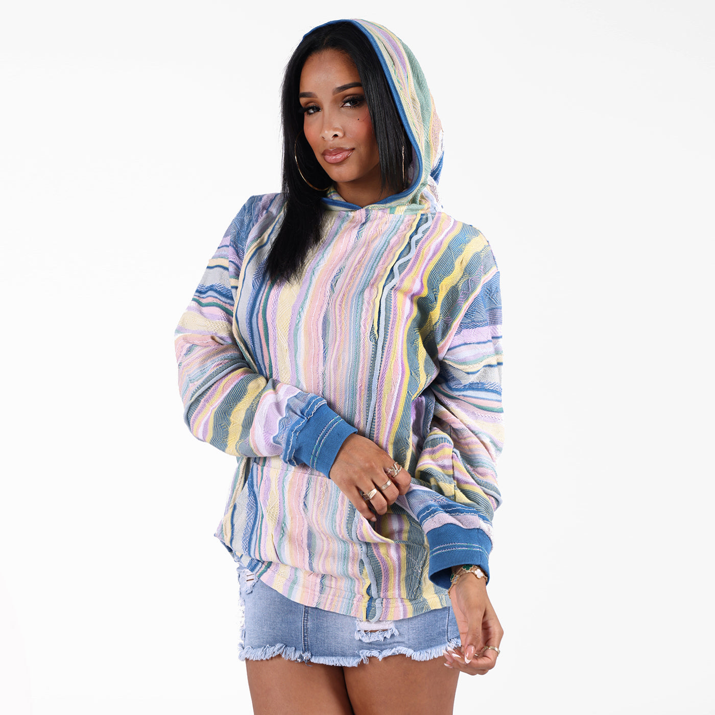 New - COOGI Light Weight Sweater Knit Hoody in Pink and Blue